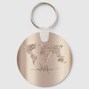 Porte-clés Carte du monde parties scintillant Monographie Mon