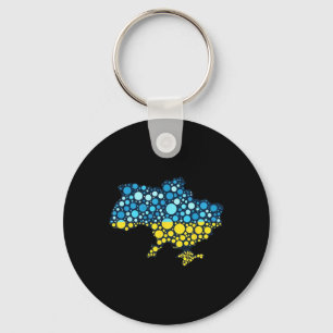 Porte-clés Carte d'Ukraine Bleu Jaune Drapeau de l'Ukraine Ar