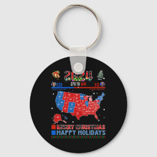 Porte-clés Carte électorale 2024 Joyeux Noël Trump Écrasante