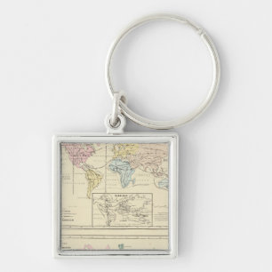 Porte-clés Carte en couleur du monde
