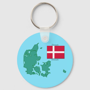 Porte-clés Carte et drapeau du Danemark