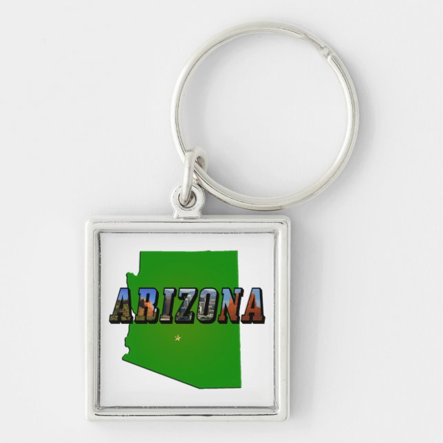 Porte-clés Carte et texte de l'image de l'Arizona (Devant)