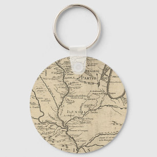 Porte-clés Carte historique de l'Illinois de 1718