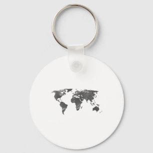 Porte-clés Carte Mondiale En Grey, Cartes Mondiales _1