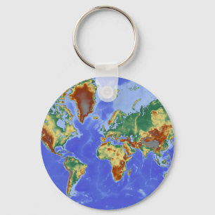 Porte-clés Carte mondiale géographique internationale