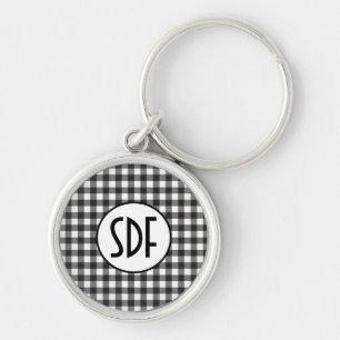 Porte-clés Carte monographique personnalisée en noir et blanc