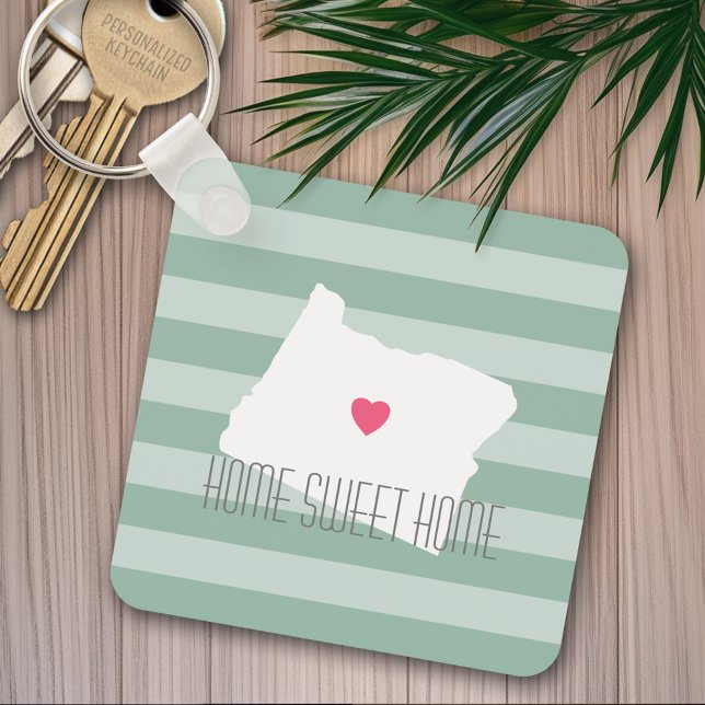 Porte-clés Carte Oregon Accueil État Amour avec coeur personn (Personalized keychain)