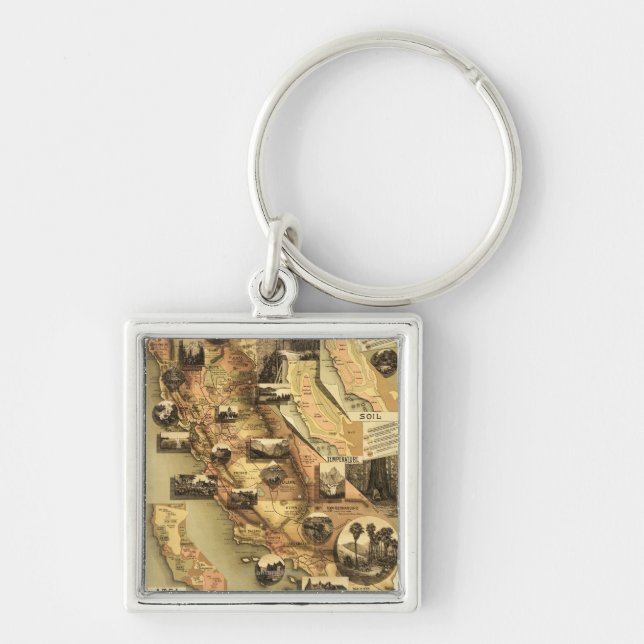 Porte-clés Carte panoramique de Californie (Devant)