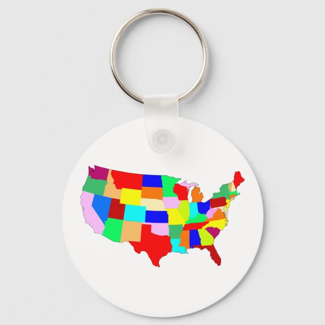 Porte-clés Carte Patchwork USA (Recto)