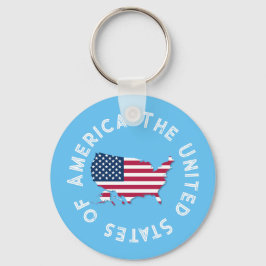 Porte-clés Carte personnalisée États-Unis Drapeau Rouge Blanc