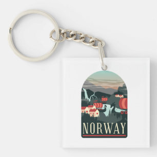 Porte-clés Carte postale du Vintage voyage du paysage norvégi