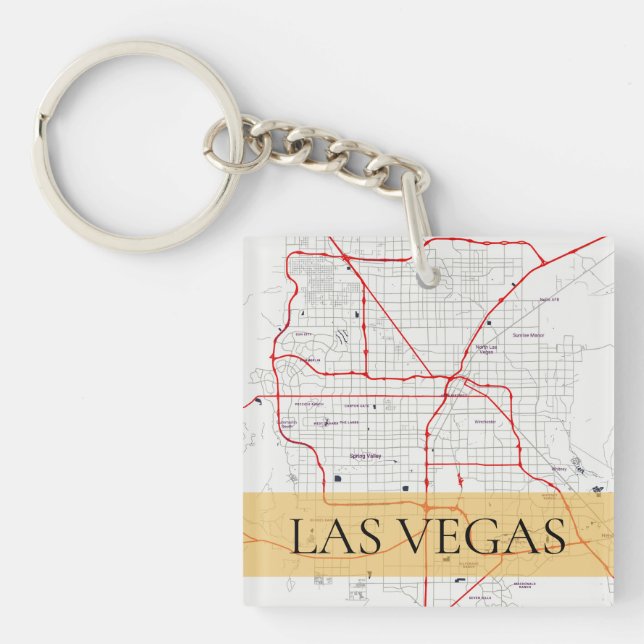 PORTE-CLÉS CARTE ROUGE BLANCHE D'ENSEMBLE DE LAS VEGAS NEVADA (Devant)
