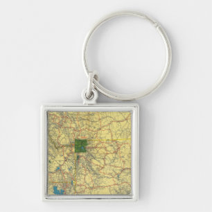 Porte-clés Carte routière Idaho, Mont, Carte Wyo