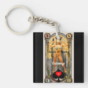 Porte-clés Carte Tarot Reine des pique Thunder_Cove