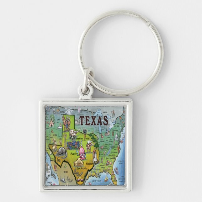 Porte-clés Carte TX USA (Devant)
