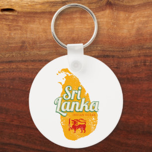Porte-clés Carte vintage de Sri Lanka pour souvenir de vacanc