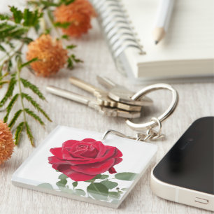 Porte-clés Cartes De Visite  Rose rouge peinture