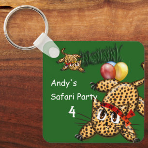 Porte-clés Cartes d'invitation d'anniversaire de safari léopa