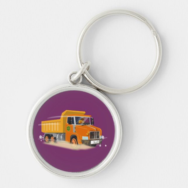Porte-clés Cartographie de camion à vidange jaune pour enfant (Devant)
