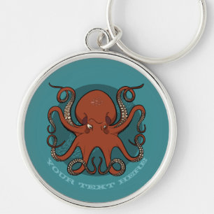 Porte-clés Cartographie de Tentacles de pieuvre rouge avec te