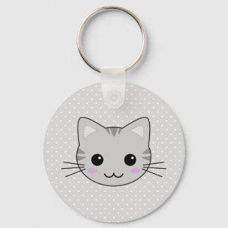 Porte-clés Carton de chat gris Cute Kawaii