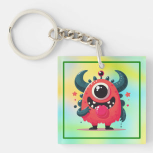 Porte-clés Carton de Monstre Orange Cute-67423