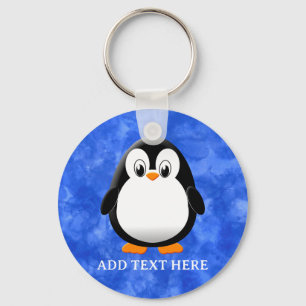 Porte-clés Carton en pingouin sur mesure Aquarelle bleue