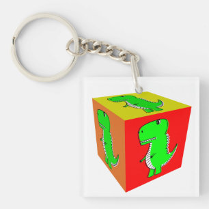 Porte-clés Carton mignon Dino Cube Art