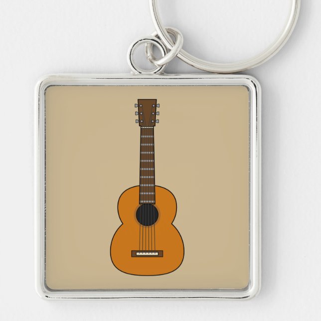 Porte-clés Carton simple de guitare acoustique (Devant)
