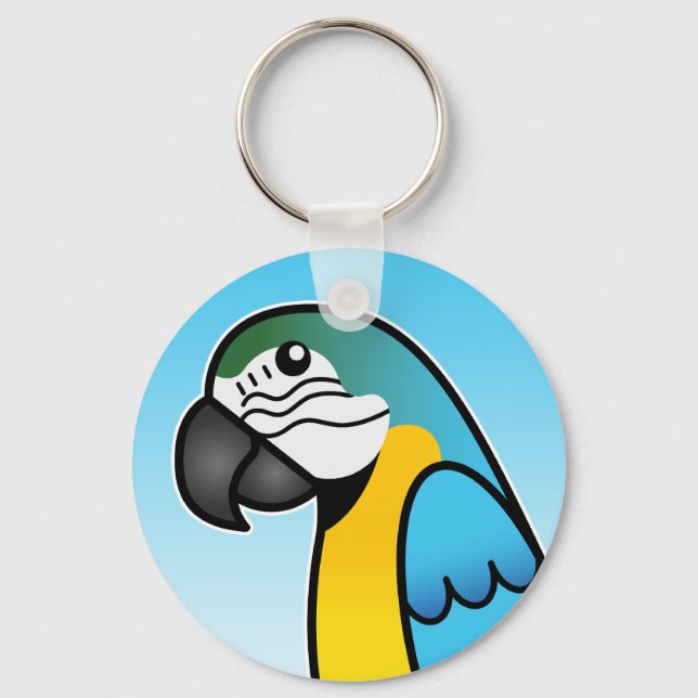 Porte-clés Cartoon bleu et jaune Oiseau de perroquet macaw (Recto)