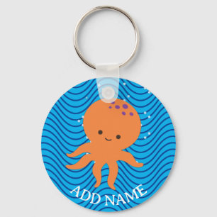 Porte-clés Cartoon bleu Vagues Motif