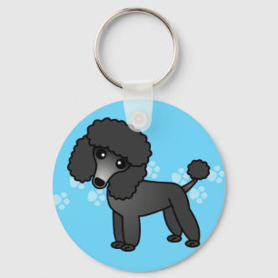 Porte-clés Cartoon de caniche noir mignon