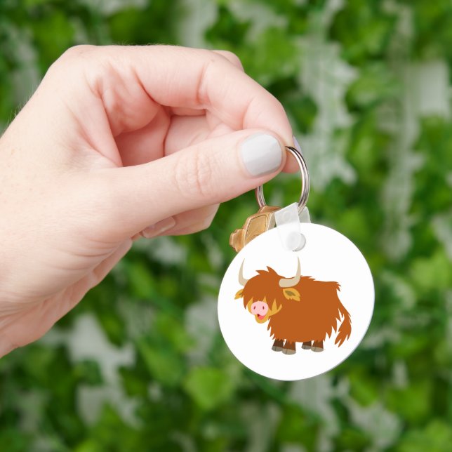 Porte-clés Cartoon mignon Highland Cow Porte - clé (main)