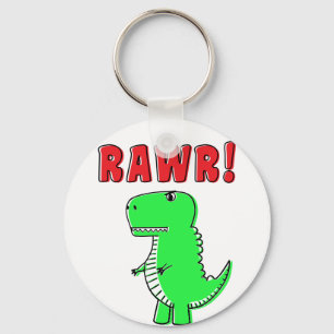 Porte-clés Cartoon T-Rex Dinosaur Vert Mignonne Et En Colère