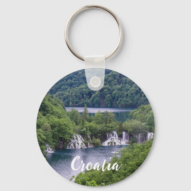 Porte-clés Cascade cascade avec forêt verte en Croatie (Recto)