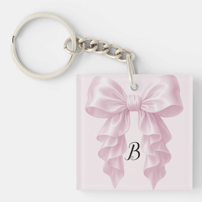 Porte-clés Cascade de ruban rose froncé élégant et chic (Devant)