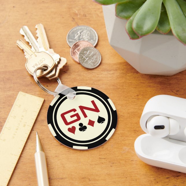Porte-clés Casino Black Off White Poker Chip Monogramme (Bureau)