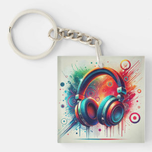 Porte-clés 🎧 Casque Audio Coloré Art Pour Les Amateurs De Mu