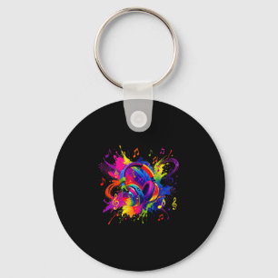 Porte-clés Casque coloré avec une œuvre d'art de notes de mus