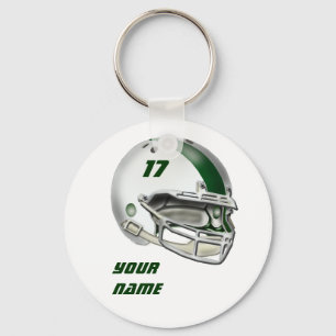 Porte-clés Casque de football blanc et vert foncé