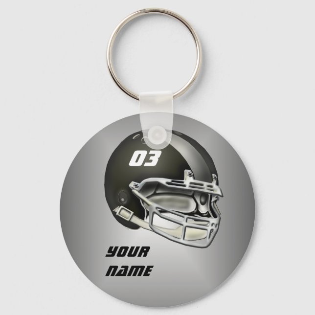 Porte-clés Casque de football noir et argent (Recto)