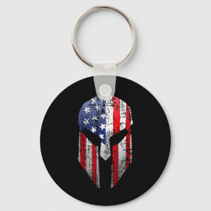 Porte-clés Casque de Guerrier Spartan Patriotique Américain D