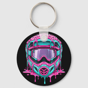 Porte-clés Casque de Motocross Graphique Dégoulinant Moto Cro