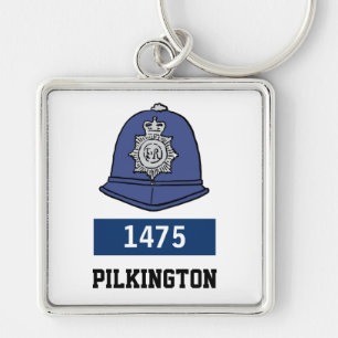 Porte-clés Casque de policier britannique - Ajouter le numéro