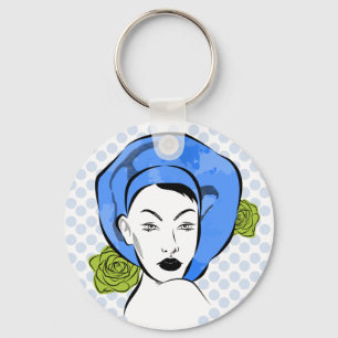 Porte-clés Casquette bleu Polka Dot