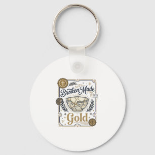 Porte-clés Cassé Fait Or Jésus Kintsugi Poterie Cassée Chr