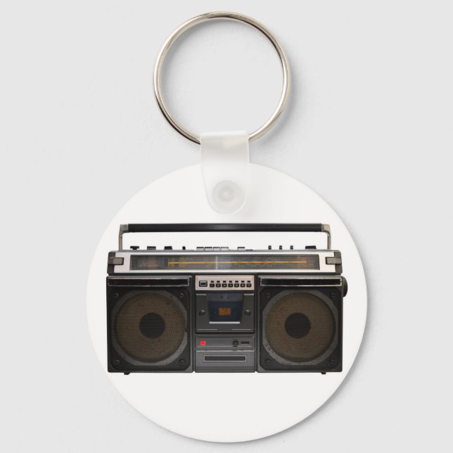 Porte-clés cassette rétro lecteur musique hipster bande stéré (Recto)