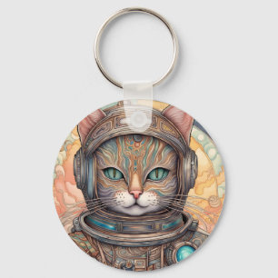 Porte-clés Cat Astronaut art de dessins animés détaillés