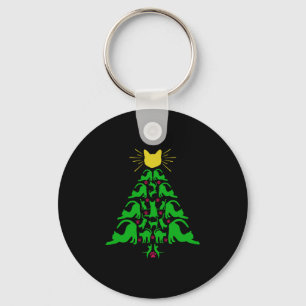Porte-clés Cat Christmas Funny Meowy Christmas Tree Cat Love