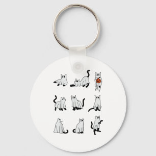 Porte-clés Cat Ghost Éffrayant Mignonne Halloween pour hommes